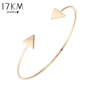 17KM 3 Color Punk Arrow Bracelets & Bangles Fashion Gold Color Punk Open Bangle For Women Gift Cuff Bracelet pulseira feminina