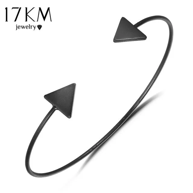 17KM 3 Color Punk Arrow Bracelets & Bangles Fashion Gold Color Punk Open Bangle For Women Gift Cuff Bracelet pulseira feminina