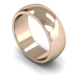 18ct Rose Gold Heavy Weight 'D' Shape 8mm Wedding Ring