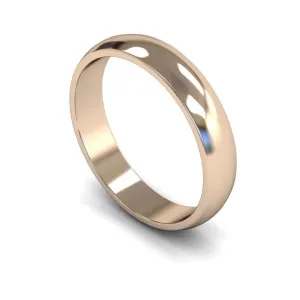 18ct Rose Gold Light Weight 'D' Shape 4mm Wedding Ring