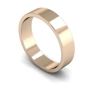 18ct Rose Gold Light Weight Flat 5mm Wedding Ring
