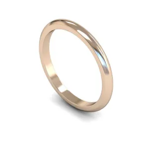 18ct Rose Gold Medium Weight 'D' Shape 2mm Wedding Ring