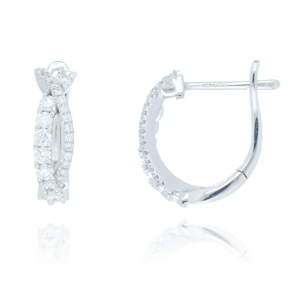 18ct White Gold 0.41ct Diamond Twist Hoop Earrings