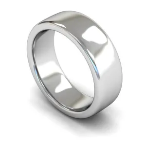 18ct White Gold Heavy Weight Edged Slight Court 7mm Wedding Ring