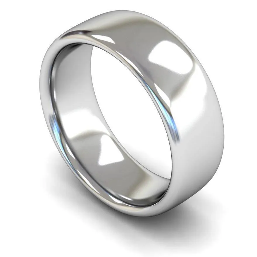 18ct White Gold Heavy Weight Slight Court 8mm Wedding Ring