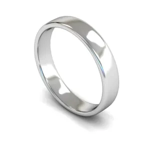 18ct White Gold Light Weight Edged Slight Court 4mm Wedding Ring