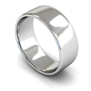 18ct White Gold Light Weight Edged Slight Court 8mm Wedding Ring