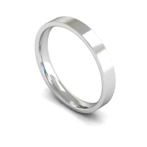 18ct White Gold Lightweight Flat Court/Edge 3mm Wedding Ring