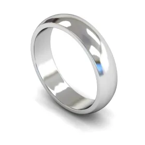 18ct White Gold Medium Weight 'D' Shape 5mm Wedding Ring