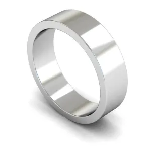 18ct White Gold Medium Weight Flat 6mm Wedding Ring
