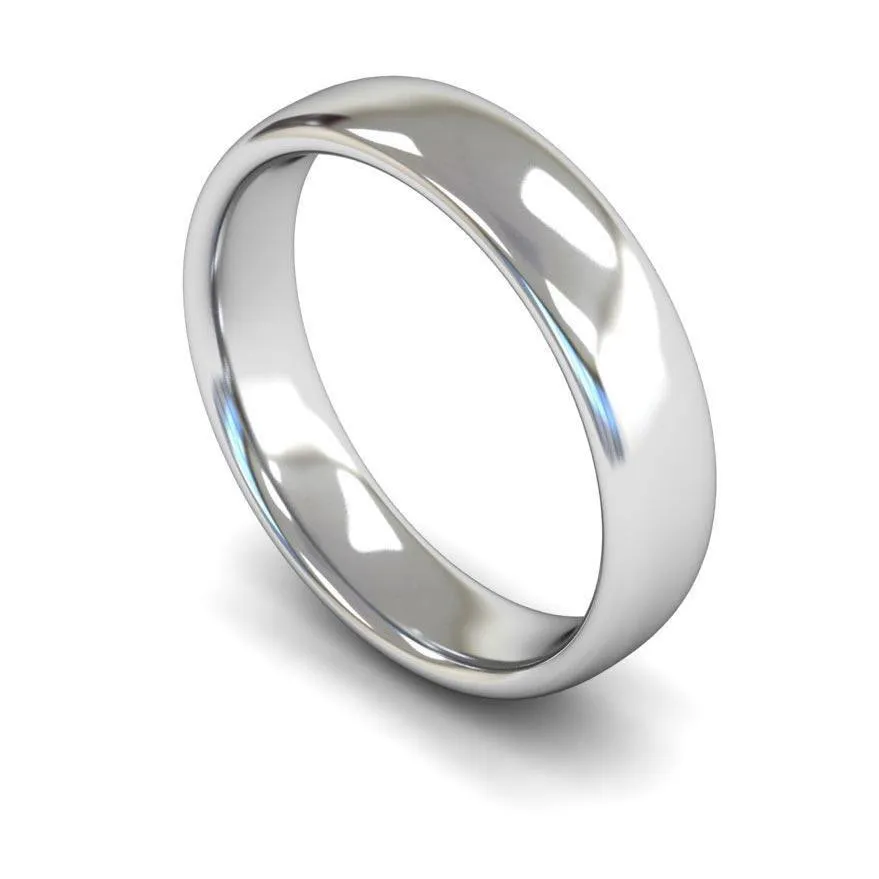 18ct White Gold Medium Weight Slight Court 5mm Wedding Ring