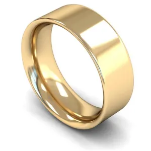 18ct Yellow Gold Heavy Weight Flat Court 8mm Wedding Ring