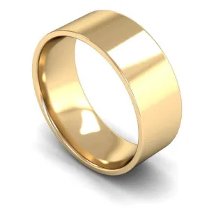 18ct Yellow Gold Lightweight Flat Court/Edge 8mm Wedding Ring