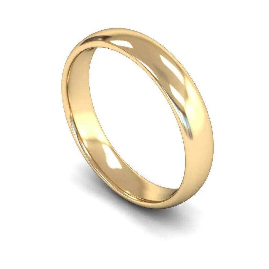 18ct Yellow Gold Lightweight Traditional Court/Flat Edge 4mm Wedding Ring