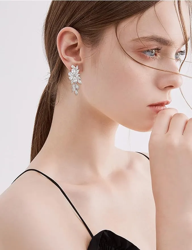 18K Gold Marquise Cluster Earrings
