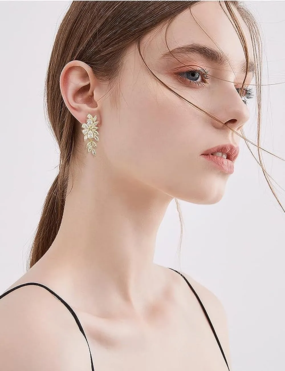 18K Gold Marquise Cluster Earrings