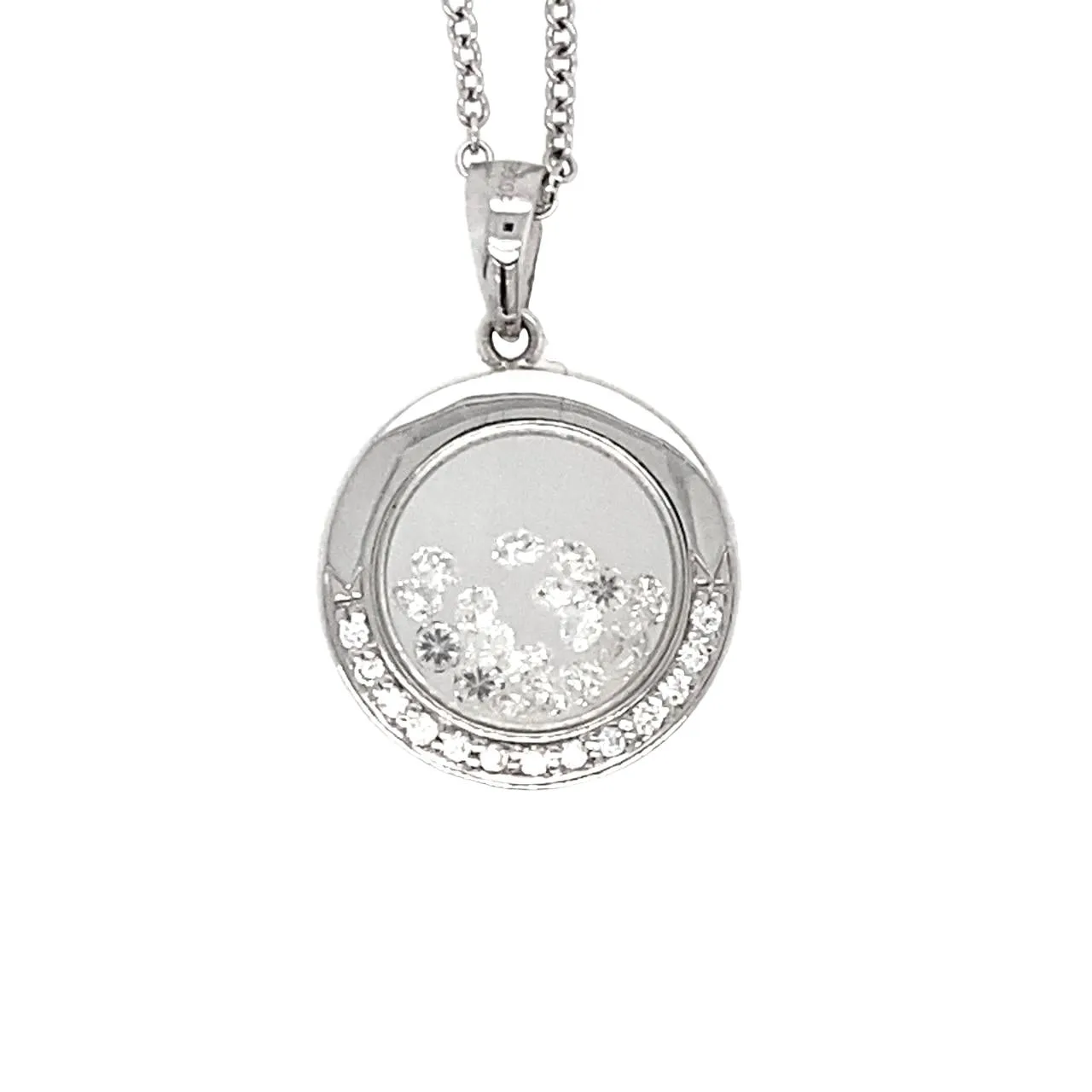 18K White Gold Loose Diamonds Pendant