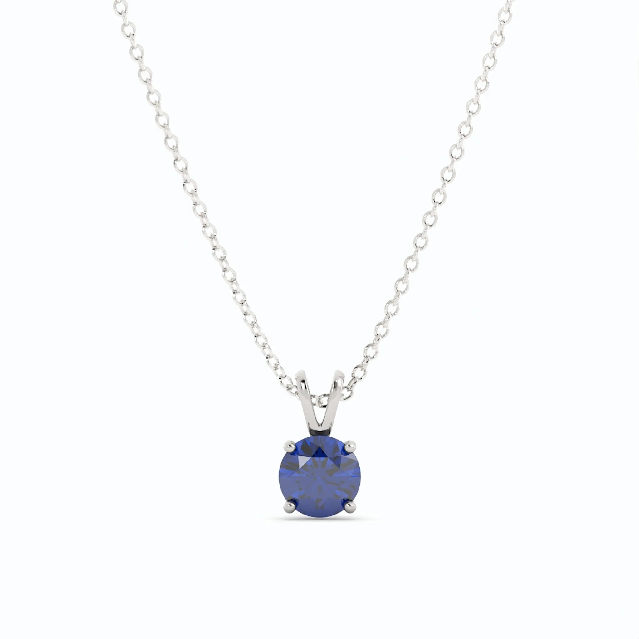 18K White Gold Plated Sapphire Pendant Necklace