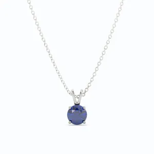 18K White Gold Plated Sapphire Pendant Necklace