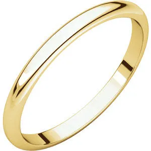 18K Yellow 2mm Half Round Band