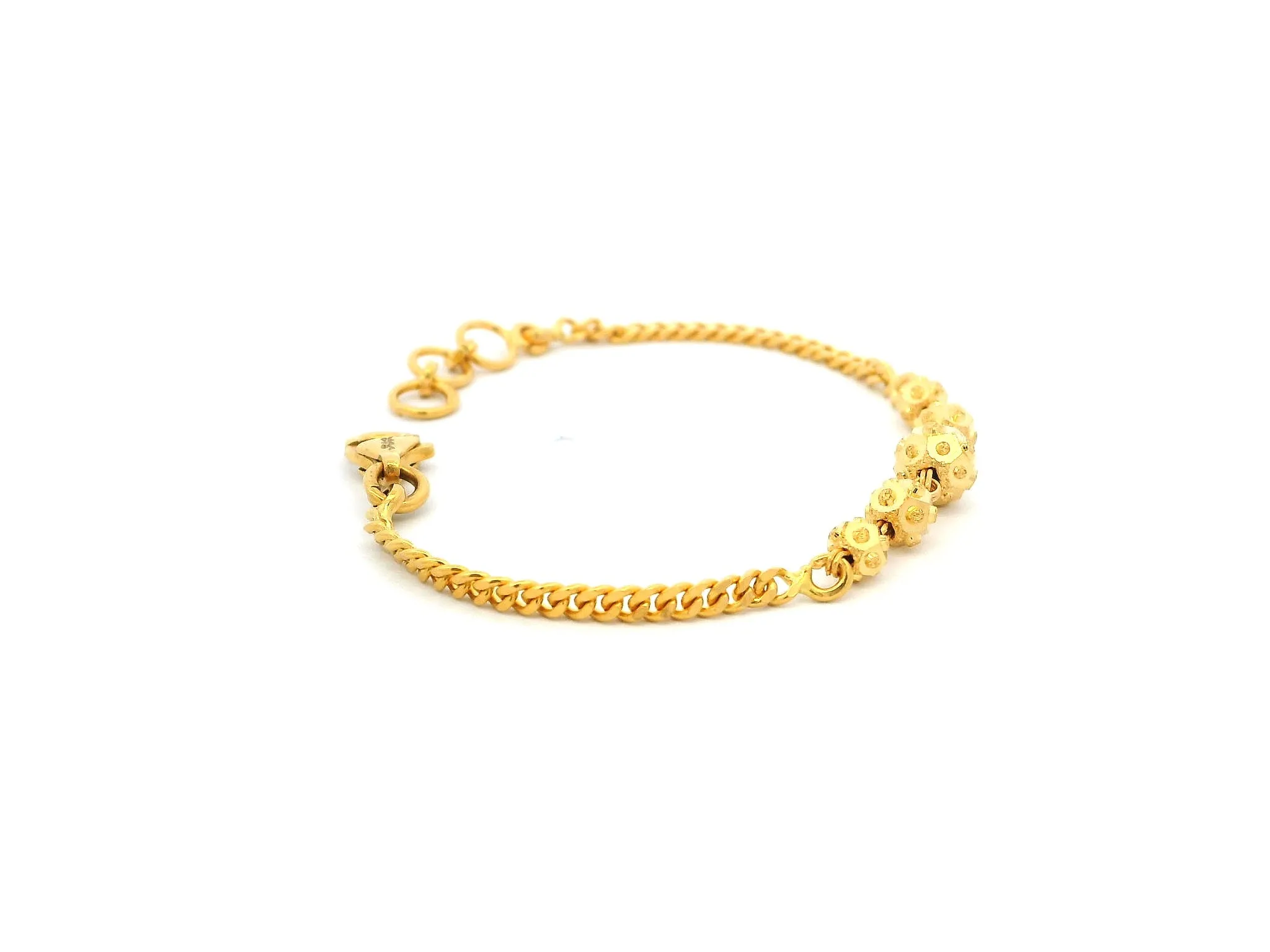 22ct Yellow Gold Children's Bracelet with Diamond-Cut Beads & Lobster Claw Clasp – Stylish Kids Jewellery