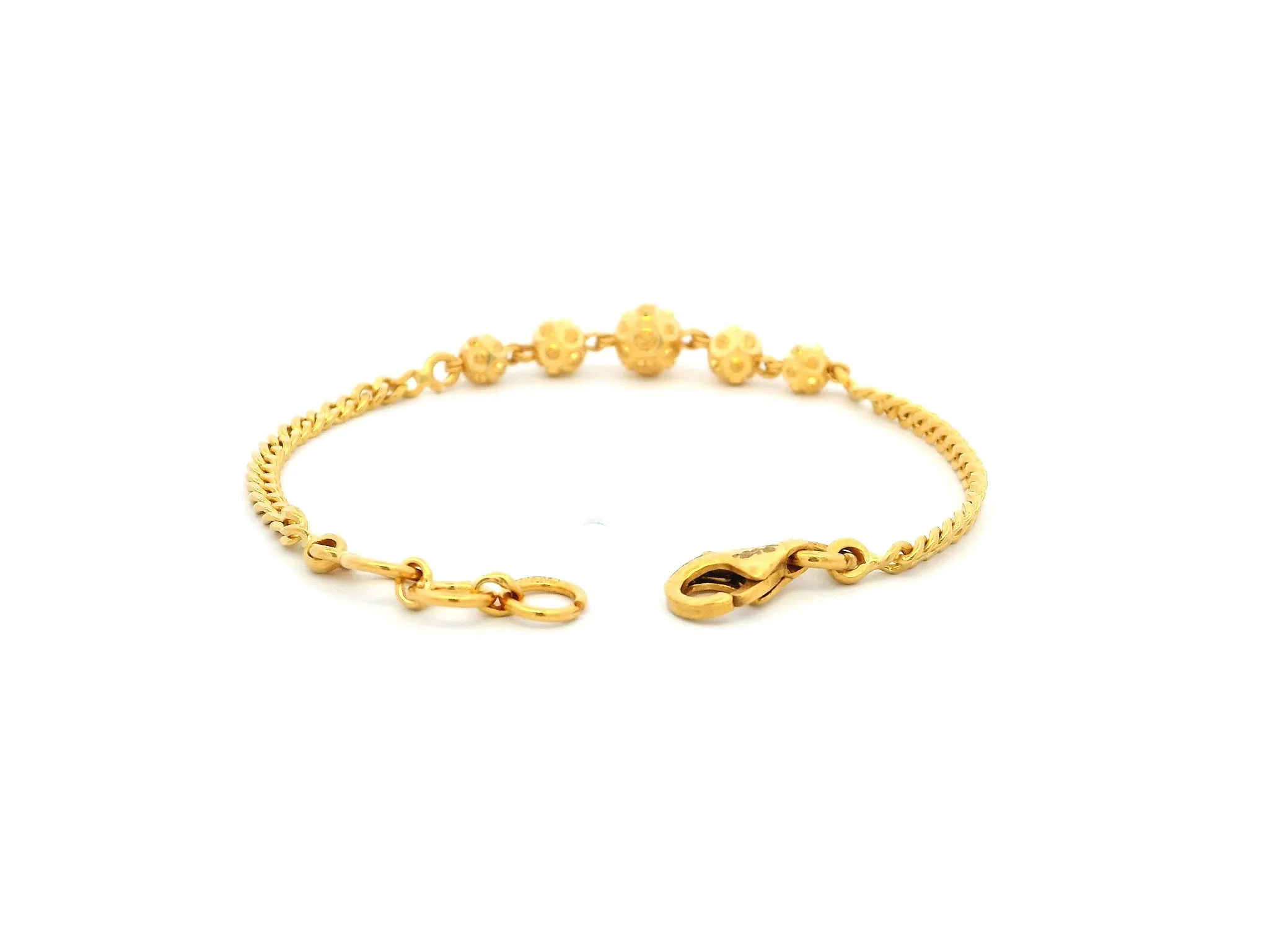 22ct Yellow Gold Children's Bracelet with Diamond-Cut Beads & Lobster Claw Clasp – Stylish Kids Jewellery