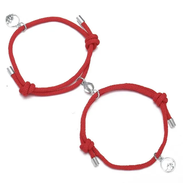 2pcs Couple Magnet Attract Lover Couple Bracelet Gift For Men Women Best Friend Rope Charm Bracelets Personality Jewelry