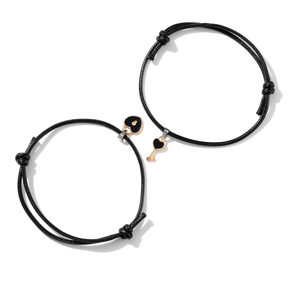 2pcs Star Moon Magnetic Couple Bracelet Set for Men Women Trendy Handmade Rope Chain Friendship Bracelet Adjustable Jewelry