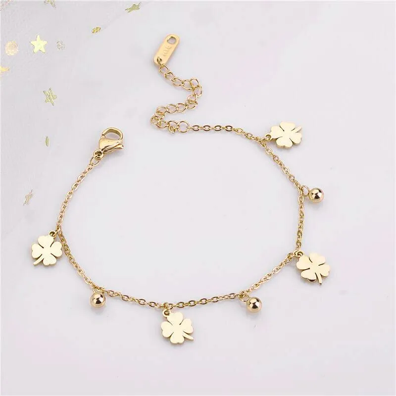 316L Stainless Steel Bracelets Four-leaf Clover Fashion Style Bracelet For Women