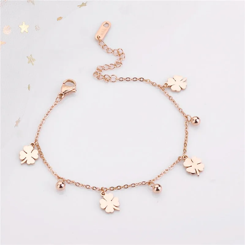 316L Stainless Steel Bracelets Four-leaf Clover Fashion Style Bracelet For Women