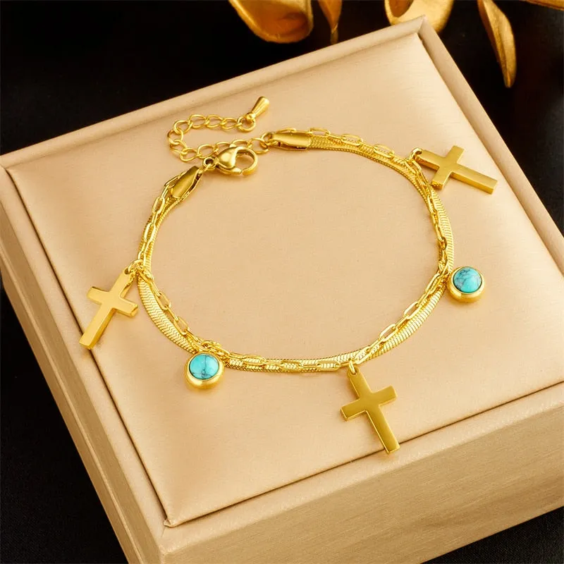 316L Stainless Steel Eye Butterfly Bangles Bracelets For Women