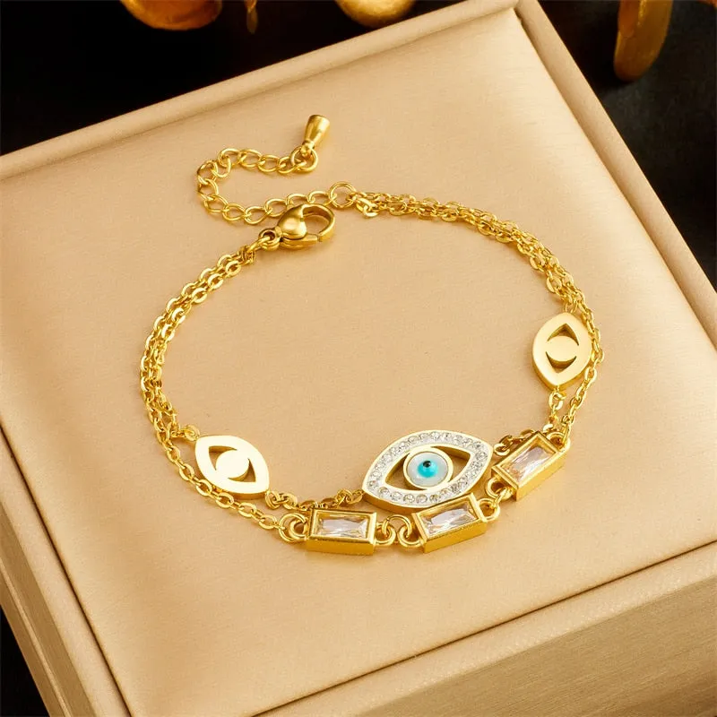 316L Stainless Steel Eye Butterfly Bangles Bracelets For Women