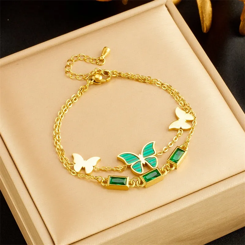316L Stainless Steel Eye Butterfly Bangles Bracelets For Women