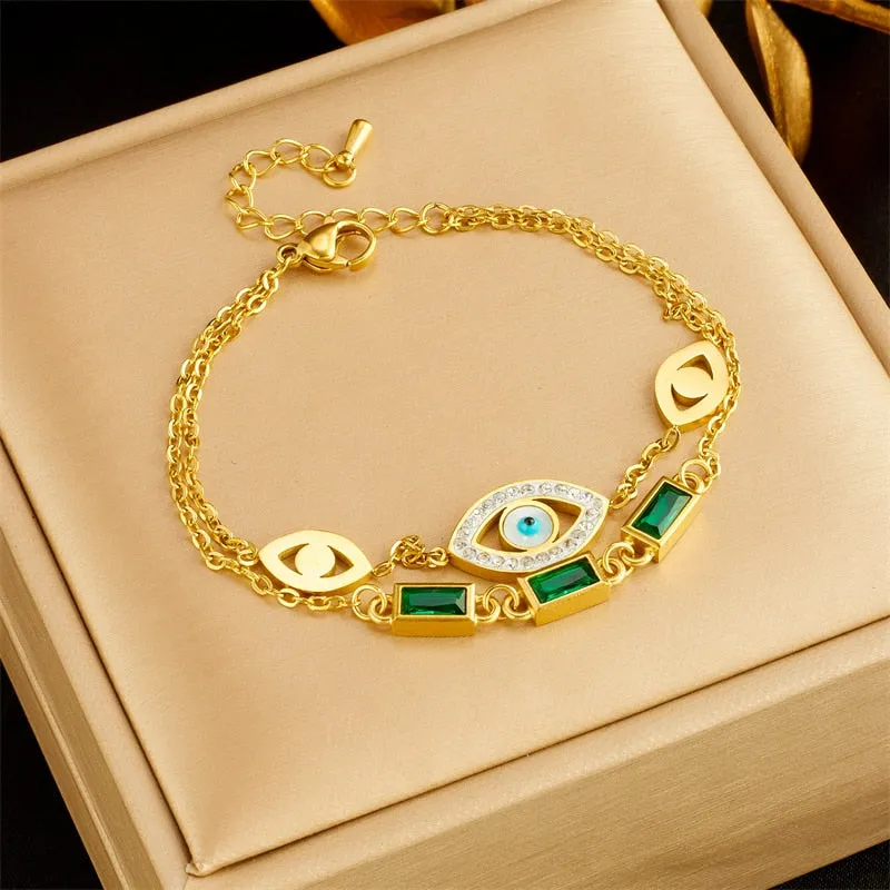 316L Stainless Steel Eye Butterfly Bangles Bracelets For Women