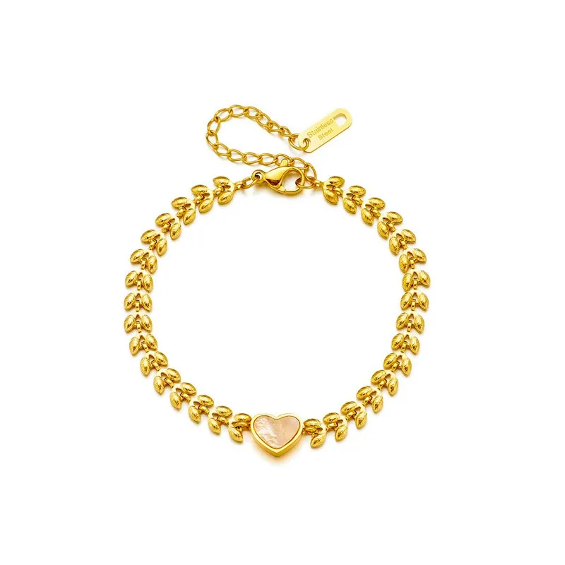 316L Stainless Steel Gold Color Heart Charm Bracelet For Women