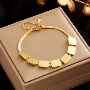 316L Stainless Steel Gold Color Square Geometric Bracelet For Women