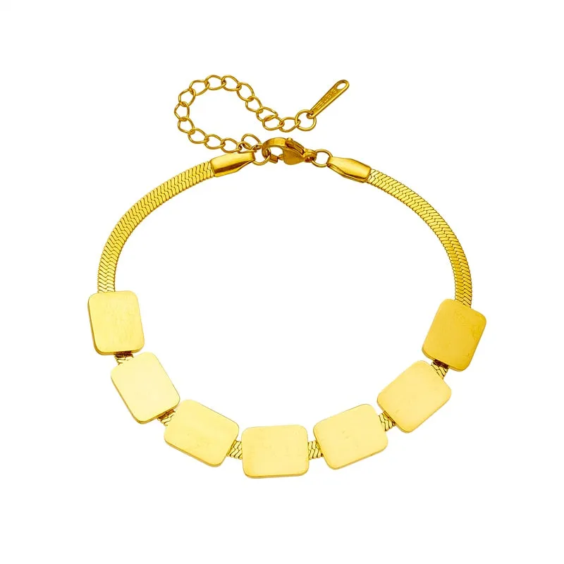 316L Stainless Steel Gold Color Square Geometric Bracelet For Women