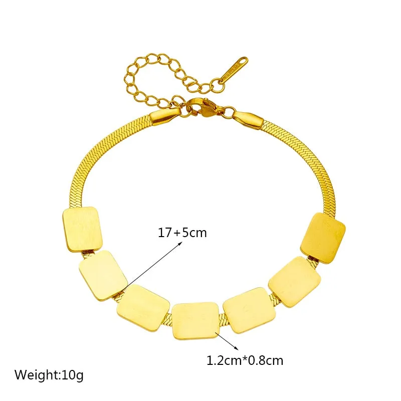 316L Stainless Steel Gold Color Square Geometric Bracelet For Women