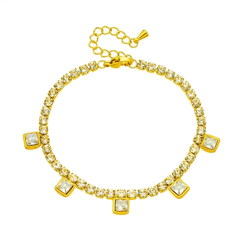 316L Stainless Steel Luxury Full Zirconia Charm Bracelet For Women