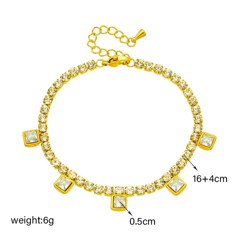 316L Stainless Steel Luxury Full Zirconia Charm Bracelet For Women