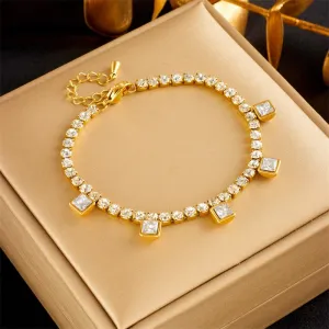 316L Stainless Steel Luxury Full Zirconia Charm Bracelet For Women