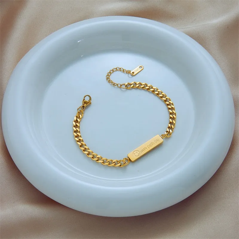 316L Stainless Steel Smile Bracelet For Women Men