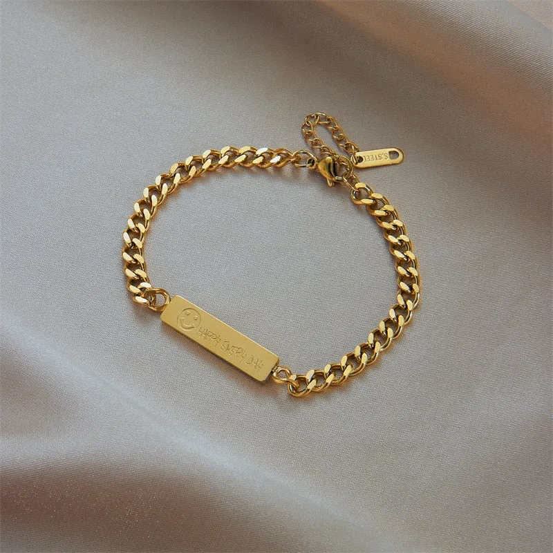 316L Stainless Steel Smile Bracelet For Women Men