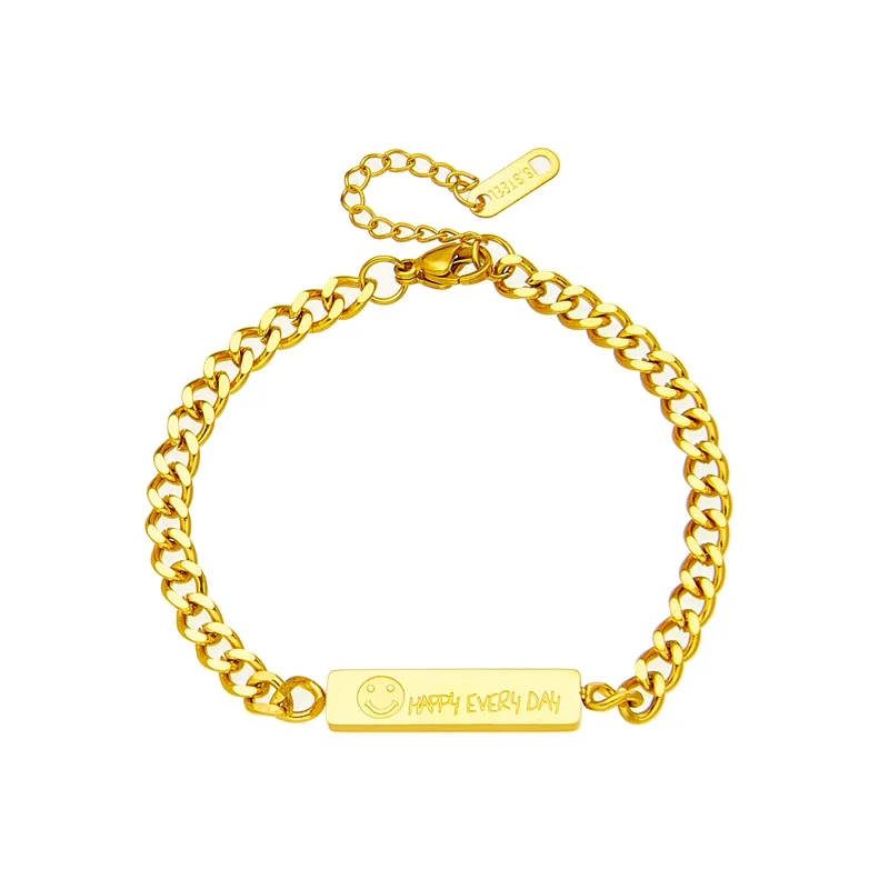 316L Stainless Steel Smile Bracelet For Women Men