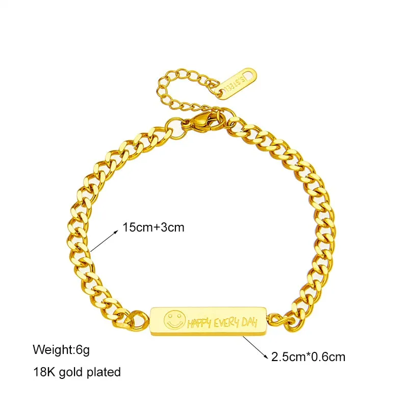 316L Stainless Steel Smile Bracelet For Women Men