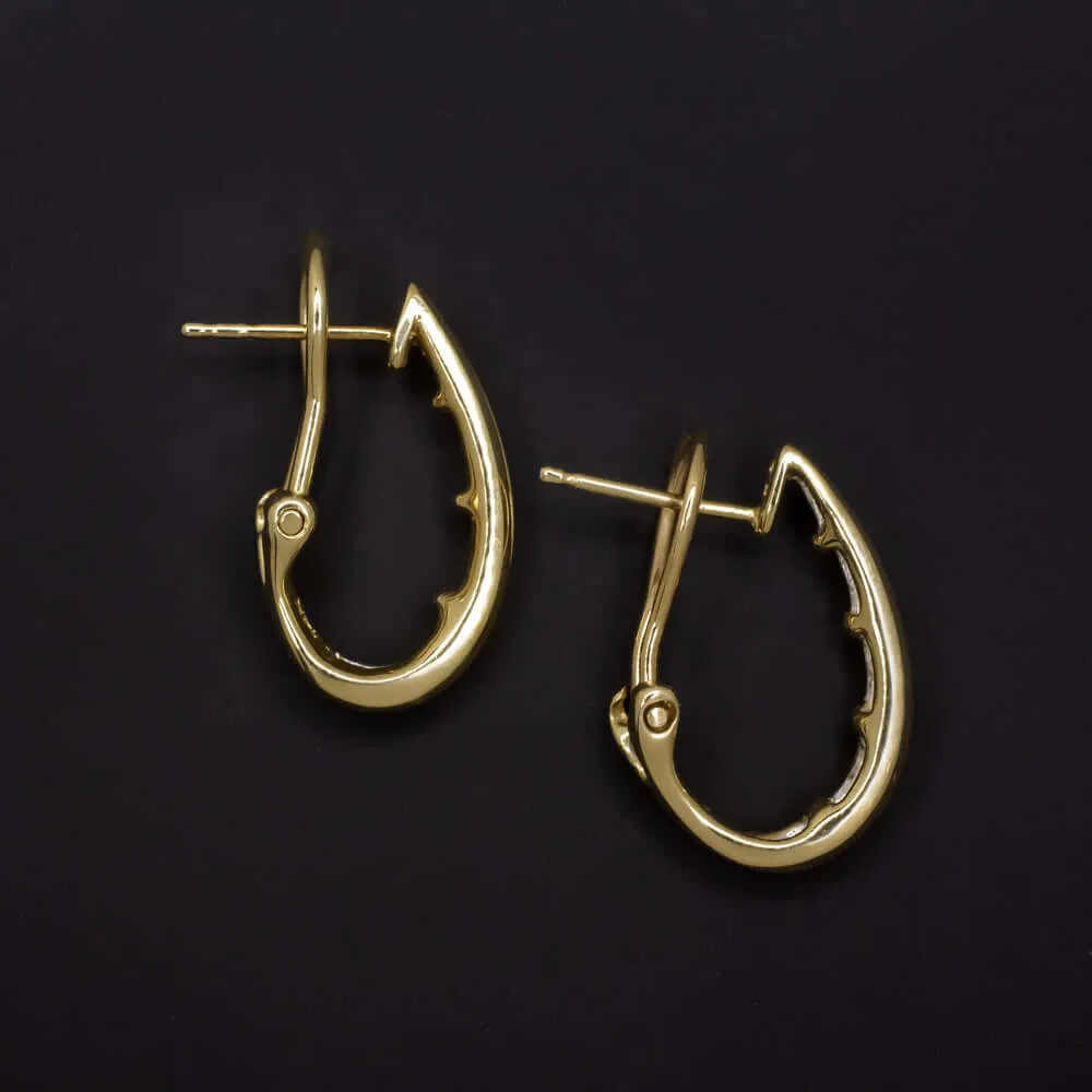 3/4ct BAGUETTE CUT DIAMOND HUGGIE HOOP EARRINGS 14k YELLOW GOLD NATURAL SLEEK