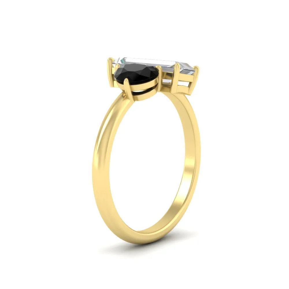 4.25 Ct. Pear And Straight Baguette Lab Diamond 2 Stone Ring 14K Gold
