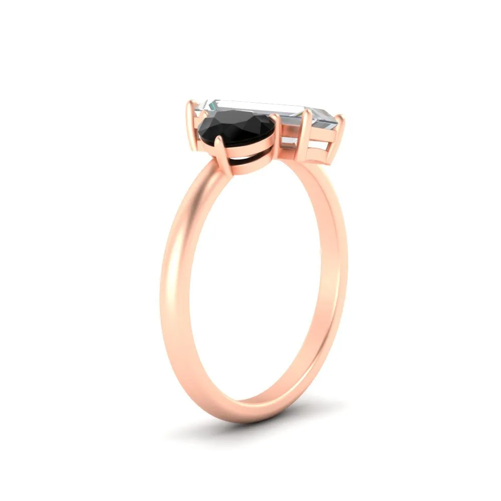 4.25 Ct. Pear And Straight Baguette Lab Diamond 2 Stone Ring 14K Gold