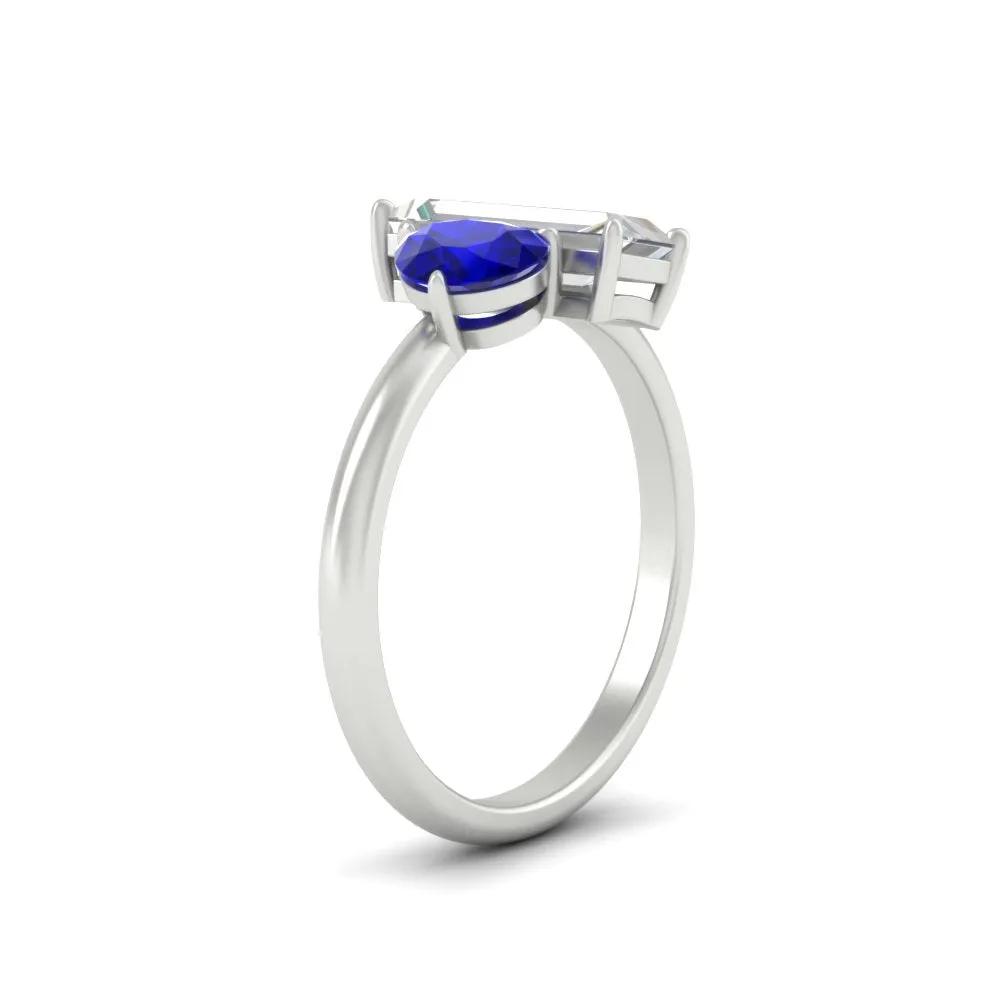 4.25 Ct. Pear And Straight Baguette Lab Diamond 2 Stone Ring 14K Gold