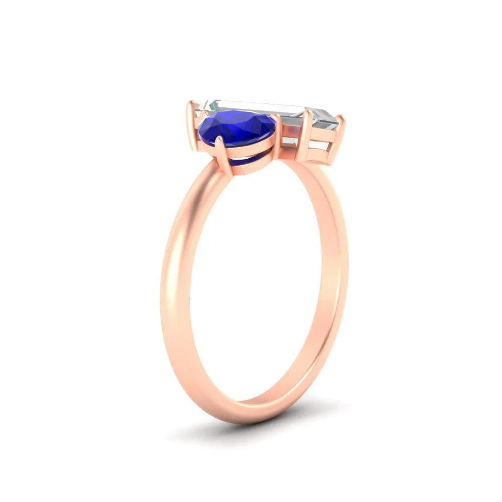 4.25 Ct. Pear And Straight Baguette Lab Diamond 2 Stone Ring 14K Gold
